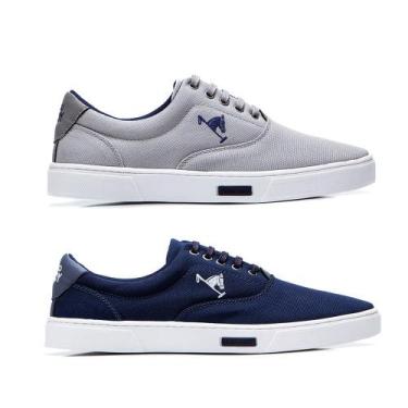 Imagem de Kit 2 Sapatênis Polo Joy Casual Masculino em Lona, Cinza claro, Azul e