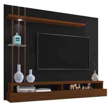 Imagem de Painel Suspenso Eros Sala Tv Até 55 Polegadas C/ Iluminacao Preto/canela Preto/canela