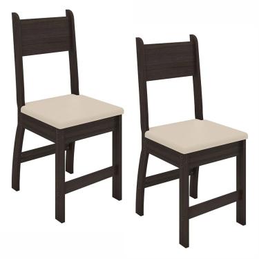 Imagem de Kit De 2 Cadeiras Milano Com Tecido Em Material Sintetico Amendoa/savana