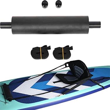 Imagem de Gaderth Suportes de pé de caiaque, pinos ajustáveis universais para pés de caiaque, descanso de pé de barco leve com 2 tiras, pedal de almofada para barcos infláveis, caiaques, preto