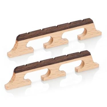 Imagem de Ponte de banjo de 5 cordas, 2 peças de ébano premium e ponte de bordo, substituição de pontes de banjo, peças de banjo de ajuste universal para desempenho acústico aprimorado