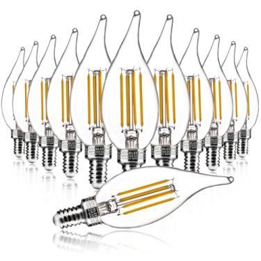 Imagem de ALAMPEVER Pacote com 12 lâmpadas de lustre LED B11, lâmpadas de vela de LED 4W (equivalente a 40W, base de candelabro E12, branco macio 2700K, 450LM, CRI80