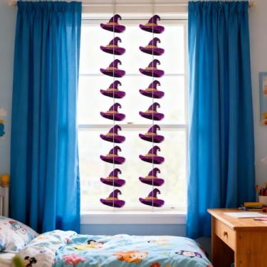 Imagem de Pacote com 2 faixas versáteis para pendurar no dia das bruxas com cortinas de pano de fundo gráfico de chapéu mágico – Perfeito para festas de Halloween, aniversários de terror, decoração de sala de