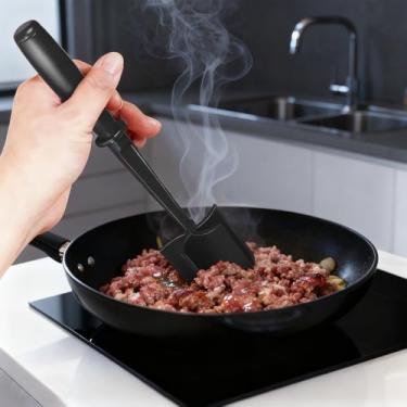 Imagem de Espremedor de batatas para carne moída e batatas, ferramenta antiaderente de nylon para cozinha, misturador e esmagador resistente ao calor com alça ergonômica (preto)