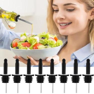 Imagem de Tampa e despejadores de garrafa de controle preciso de xarope de gelo - bicos profissionais para cones de neve e sabores de bebida (pacote com 8), longo