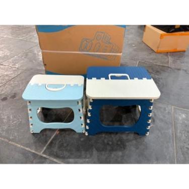 Imagem de Banco Dobrável de Plástico 100kg - Banqueta Portátil para Praia, Piquenique, Eventos e Uso Doméstico, 2 Tamanhos(AZUL BEBE,Adulto)
