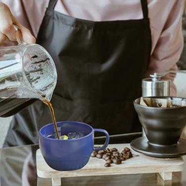 Imagem de 1 xícara reutilizável, xícara de café de plástico, para casa e acampamento, copo de água com palha, para café, bebida, água, chá, suco e leite, pode ser lavado na lava-louças (azul)