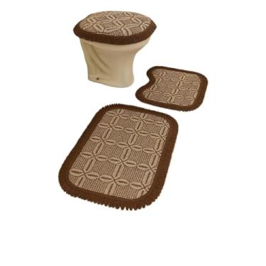 Imagem de Tapete para Banheiro, Kit Tapete Banheiro 3 Peças, 42×45cm,Confortável Sob Os Pés, Esteticamente AgradáVel e DuráVel tapete banheiro,tapete para banheiro(MARROM B)
