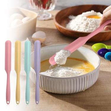 Imagem de 4 espátulas de silicone de cabo longo, espátulas integradas de manteiga para agitar creme, ferramenta de assar bolo, espalhador de frutas e manteiga de amendoim (misto)