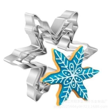 Imagem de Novo conjunto multimodelo de 3 peças cortador de biscoito em forma de Natal de aço inoxidável molde de biscoito decoração transfronteiriça (conjunto de 3 peças de floco de neve)