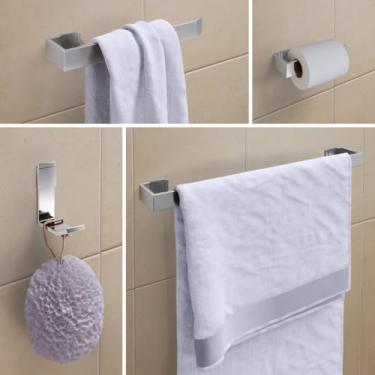 Imagem de Kit Banheiro 3-6 Peças Luxo - Acessórios para Nichos de Banheiro em Alumínio e Aço Inox(Kit 4 Peças -Inox)