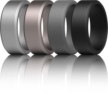 Imagem de Anéis de casamento de silicone unissex, alianças de noivado de borracha chanfrada - pacote variado de 1/4/7, 14.5 - 15 (23.06mm), Silicone, Sem pedra preciosa