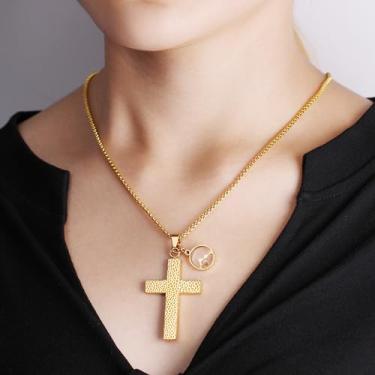 Imagem de Colar masculino de semente de mostarda em aço inoxidável com pingente de fé para inspiração cristã | Ouro, platina, acabamento preto | Corrente ajustável para pai, irmão, amigo, 17,7 + 5 cm YA4453