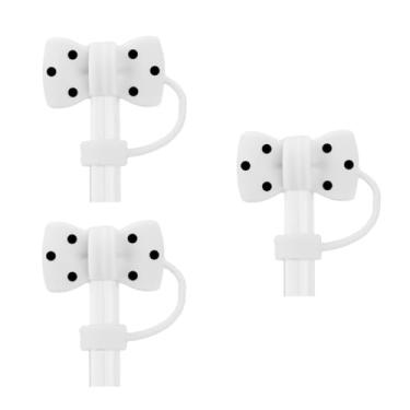 Imagem de 3 peças de tampas de canudo de laço para Stanley, tampas de silicone com pontas de palha de 1 cm, reutilizáveis, bonitas, em forma de laço, peças de reposição, acessórios para copos de 14/20/30/1,134