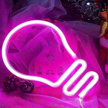 Imagem de YUANHUYUOU Lâmpada de neon, luz decorativa neon LED, luz decorativa em forma de sinal, carregamento USB e decoração interna de bateria (rosa)