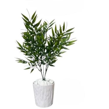 Imagem de Planta Artificial, Planta Arranjo de Mesa Artificial Bambuzinho Da Sorte Vaso Decorativo(Bambuzinho Vaso Redondo Branco)