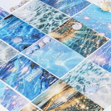 Imagem de 100 peças de adesivos de oceano para scrapbooking, oceano, autoadesivos, transparentes, à prova d'água, pacote para lixo, diário, garrafas de água, telefone, laptop, scrapbook, kit para adolescentes