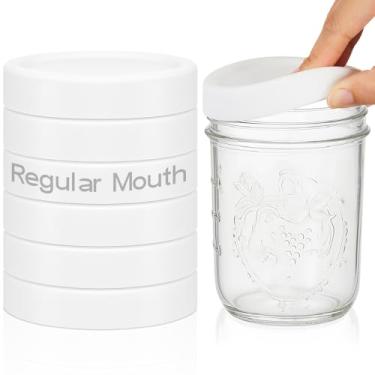 Imagem de Teenyyou 6 tampas de silicone para potes de conserva espessos à prova de vazamento para frascos de conserva de 70 mm, tampas reutilizáveis grandes para latas (brancas)