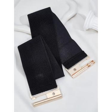 Imagem de 1 cinto de corrente elástica de poliéster, fecho de liga, cinto preto com fivela clássica para mulheres, homens, camisa, vestido, sobretudo, jeans, calças, 27-1/2 polegadas (70 cm)