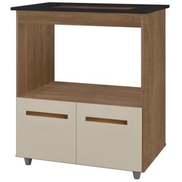 Imagem de Balcão Para Cooktop 4 Bocas 2 Portas 75 Cm Elisa Savana Off White Mobb