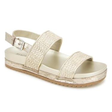Imagem de Kenneth Cole Reaction Women's Sandália rasteira Debra2, Ráfia natural/dourada, 38