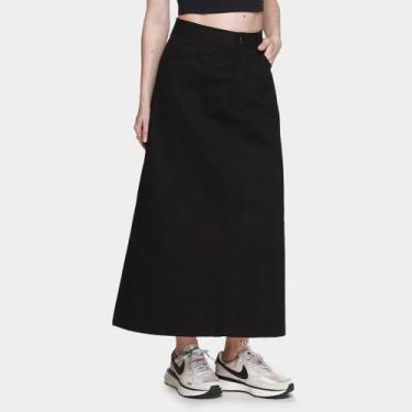 Imagem de Saia Longa Sarja CLC Casual Feminina, Preto, 40