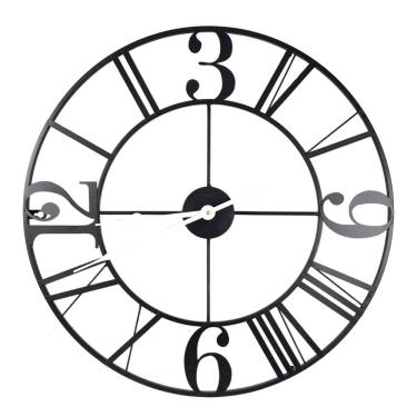 Imagem de Relógio De Parede Metal Preto 60Cm Redondo Decorativo