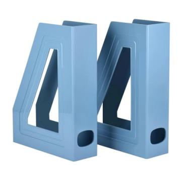 Imagem de Organizador de Papel, Kit 2 Porta Revistas Transparente Organizador Escritório Documentos Revistas Durável Prático, 22 X 7 X 29 Cm(Azul Sólido)