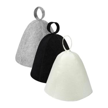 Imagem de Ｂｅｓｇａ 3 peças de chapéus de feltro para sauna, acessórios para sauna, respiráveis, anti-calor, touca de banho reutilizável, proteção portátil e confortável