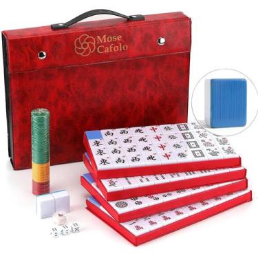 Imagem de Conjunto de jogos de Mahjong Mose Cafolo Professional 146 peças com es
