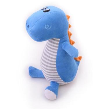Imagem de Pelúcia Listradonte Azul 34CM com Espinhos Laranjas e Carinha Bordada 