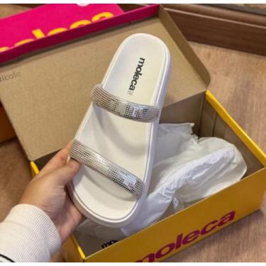 Imagem de Papete Moleca Feminina Com Tiras De Brilho Leve Original, Globo branca