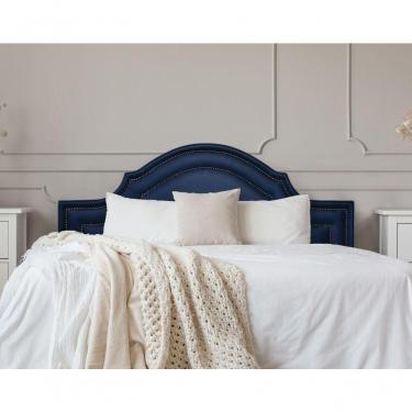 Imagem de Cabeceira Casal Luxo 140x60 Courino Azul Tachas Fumê