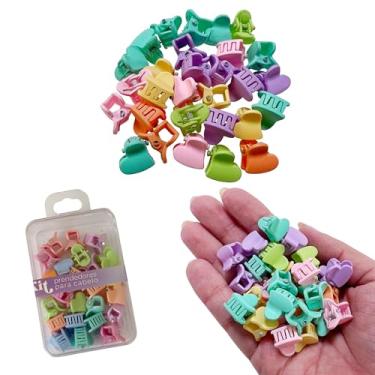 Imagem de Kit Mini Prendedores Presilhas Piranhas para Cabelo Penteado Coloridas Meninas Infantil (24pcs Coração)