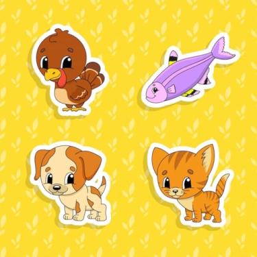 Imagem de Adesivos de Animais para Quarto e Cadernos - Kit Colorido de Personagens Fofos para Crianças 30x30cm