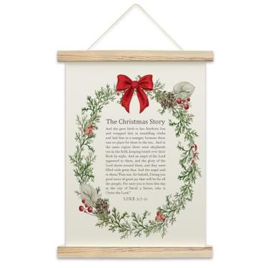 Imagem de Tapeçaria de parede de história de Natal, versículos da Bíblia do Presépio Arte de Parede Cristã para Estética de Quarto, Moldura de Pôster de Arcos de Natal, Faixa para Pendurar em Aquarela, Grinalda