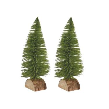 Imagem de Kit 2 Mini Árvore de Natal 30cm Pinheiro Base Tronco Madeira Decoracao Natalina Premium