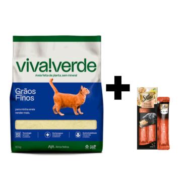 Imagem de Kit 1 unidade de Areia Higiênica Petfive Viva Verde Limpeza Plena para Gatos 4kg 1 unidade Petisco Sheba Cremoso Sabor Atum Gatos Adultos 2 Uni