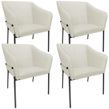 Imagem de Kit 4 Cadeiras Para Sala De Jantar Estar Living Olívia L02 Linho Champ