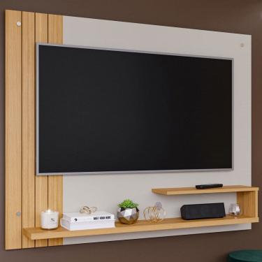 Imagem de Painel para TV Até 50 Polegadas Dunas 2 Prateleiras Ripado Off White/Natural - Permóbili