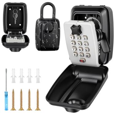 Imagem de HOMELYLIFE Caixa de bloqueio SAFEKey para exterior, caixa de bloqueio de montagem na parede à prova d'água com combinação reinicializável de 12 dígitos, cofre de segurança ao ar livre, cofre de chave