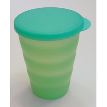 Imagem de Conjunto de 2 copos Tupperware Impressions 325 ml transparentes azuis e verdes com tampas