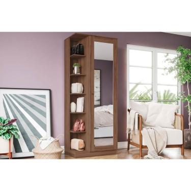 Imagem de Armário Sapateira Casal Duetto 1 Porta C/espelho Castanho - Henn