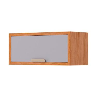 Imagem de Módulo Cozinha Mgm Eloise Armário Geladeira C- 1 Porta Basculante Riscada 80 Cm Cinamomo-platina-mgm
