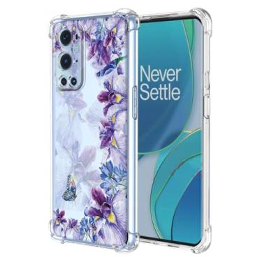 Imagem de WEIOUHR Capa para OnePlus 9Pro Capa de telefone TPU macio transparente, design de impressão de íris, resistente a choques e arranhões, leve, para OnePlus 9 Pro (roxo íris)
