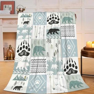 Imagem de Cobertor de urso supermacio, quente, fofo, flanela, floresta, animal, cobertor, aconchegante, felpudo, roupa de cama, cobertores azuis, presentes para mulheres, crianças, meninos, meninas, adultos