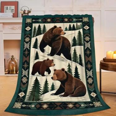 Imagem de Cobertor de urso para cabana de campo, casa de fazenda, rústico, macio, aconchegante, de lã, felpudo, flanela, presentes para meninas, mulheres, meninos, crianças, adultos 101 x 127 cm