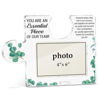 Imagem de Porta-retrato para presentes de agradecimento da equipe, presente de agradecimento para colegas de trabalho e funcionários, você é uma peça essencial de acrílico para quebra-cabeça, moldura para