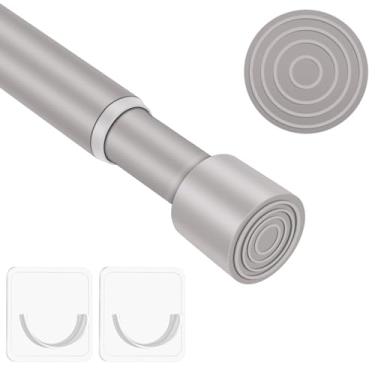 Imagem de Haste de cortina de tensão de mola, hastes de cortina de chuveiro sem perfuração de 39,4 a 54,5 polegadas para janelas, banheiro, armário, antiderrapante, antiferrugem, 1,6 cm de diâmetro, preto, 1