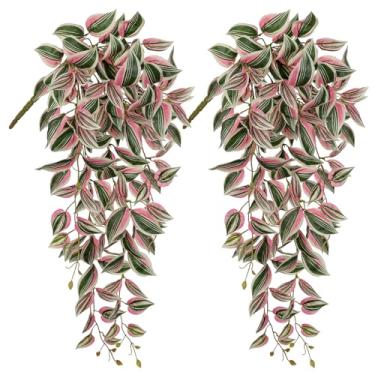 Imagem de DILATATA Plantas falsas penduradas artificiais, 187 folhas, judeu errante falso, planta com folhas penduradas para prateleira de parede, decoração interna e externa - pacote com 2